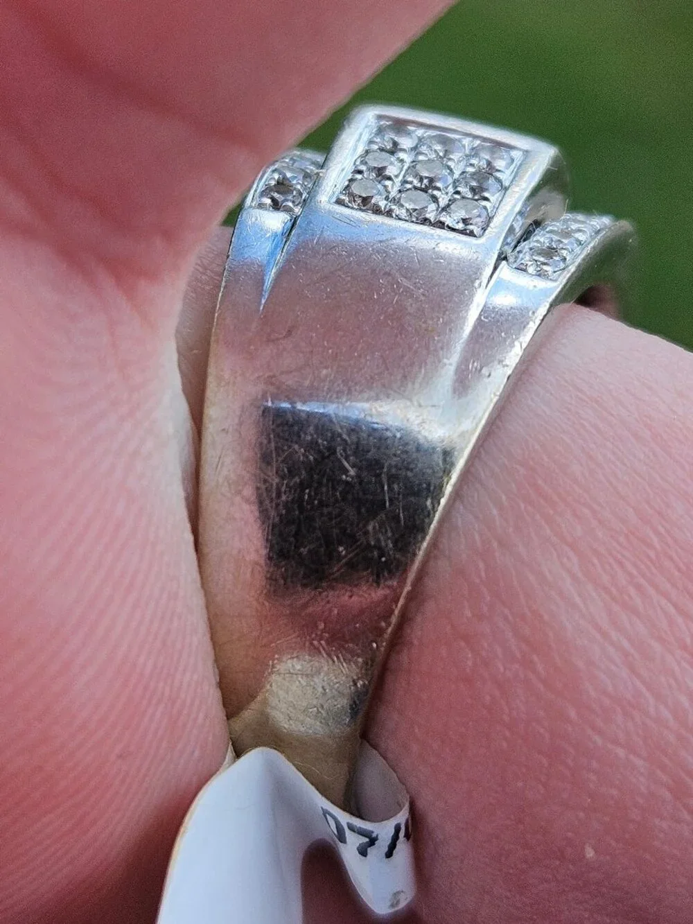 10K White Gold Pave Round Cut Diamond Wide Band Cocktail Ring 12mm Size 8